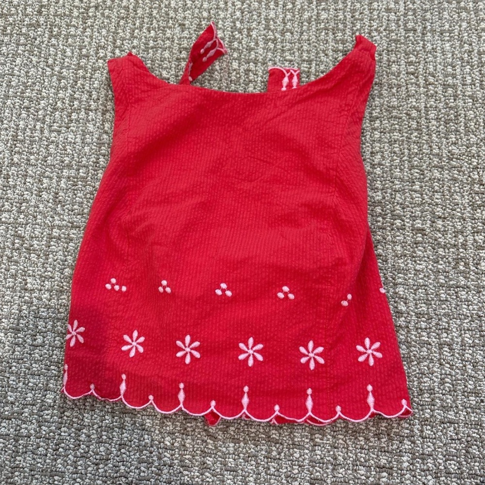 Free People Red Embroidered Tank Top